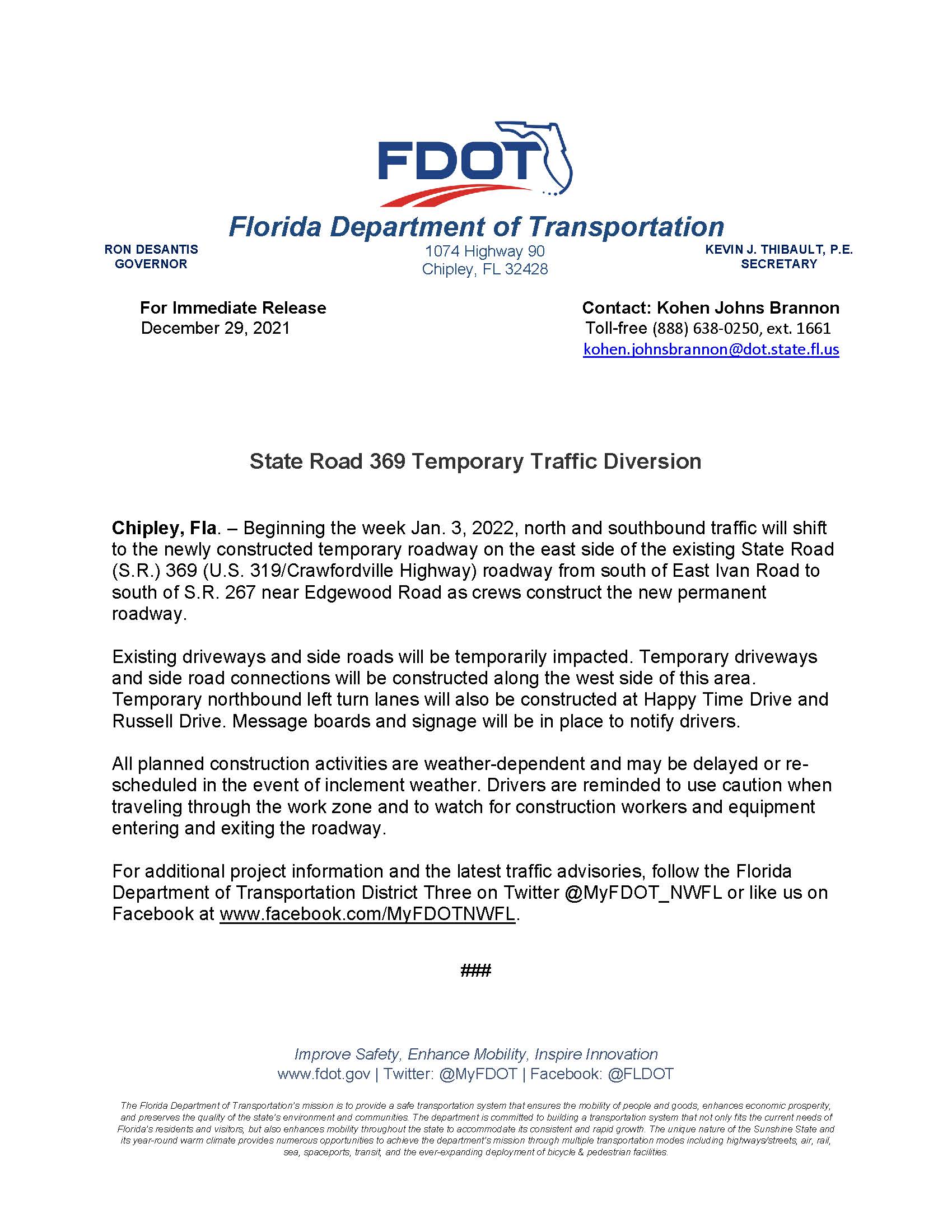 State Road 369 Traffic Diversion January 2022 - FINAL